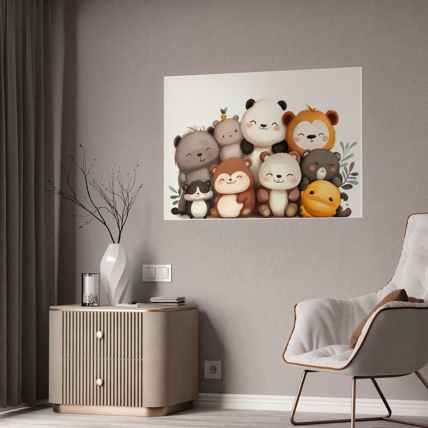 Cute Animal Gloss Poster - Whimsical Decor for Kids' Rooms