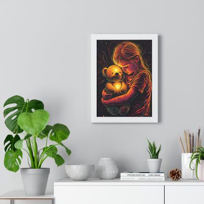 Cozy Glow - Child with Teddy Bear Art