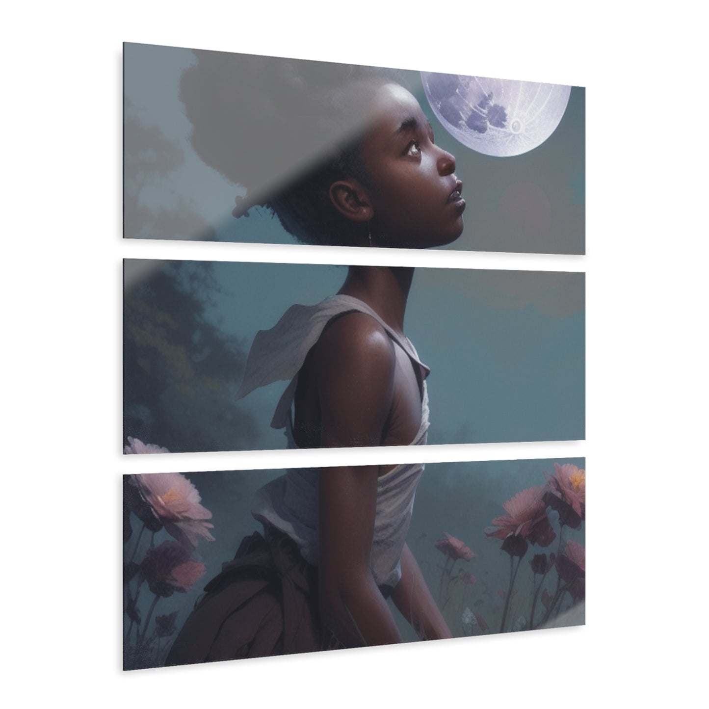 Full Moon Bloom - 3pc Acrylic Decor