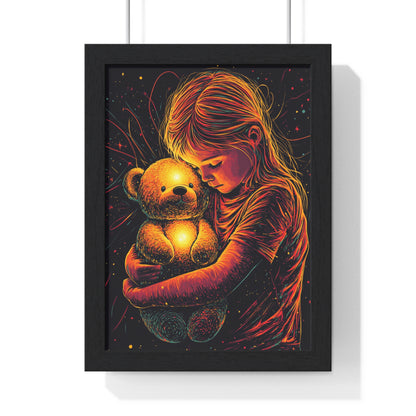 Cozy Glow - Child with Teddy Bear Art