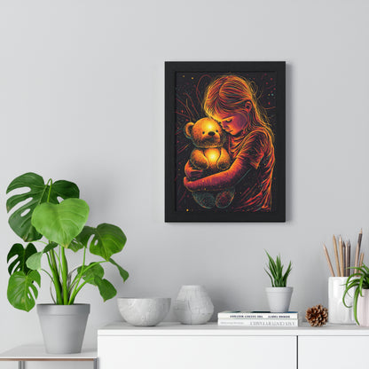 Cozy Glow - Child with Teddy Bear Art